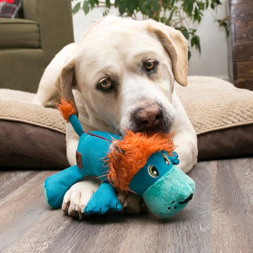 KONG Cozie Ultra Lucky Lion Dog Toy (Large, Blue)