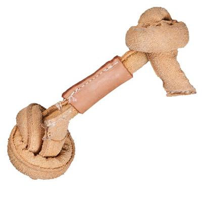 HuggleHounds Natural Leather Knot Bone (Small)