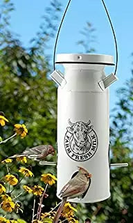 Woodlink Milk Can Seed Milkhouse 6 Port Bird Feeder, White (White)