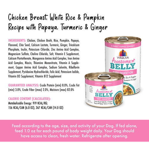 Weruva Awesome Belly Chicken Breast, White Rice & Pumpkin Recipe with Papaya, Turmeric & Ginger In Broth Dog Food