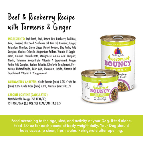 Weruva Awesome Bouncy Beef & Riceberry Recipe with Turmeric & Ginger In Broth Dog Food