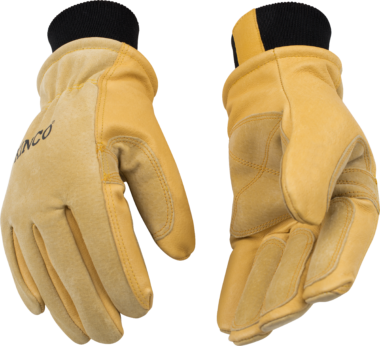 Kinco LINED HEAVY DUTY PREMIUM GRAIN & SUEDE PIGSKIN MITT WITH KNIT WRIST