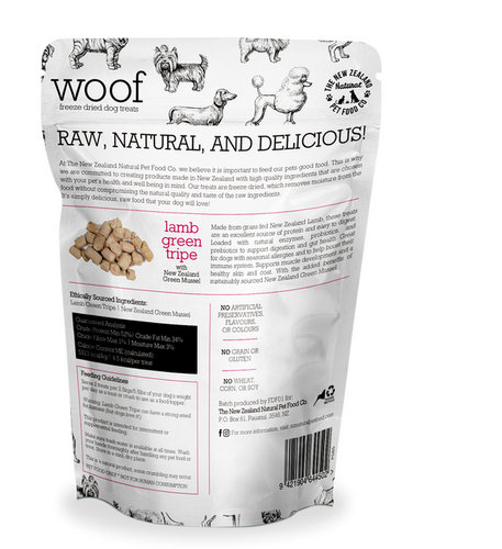 New Zealand Natural Pet Food Woof Lamb Tripe Treat for Dogs