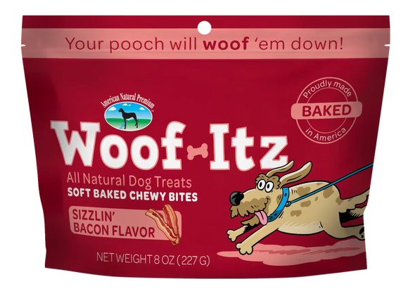 American Natural Premium Woof-Itz Sizzlin' Bacon Dog Treat (8 oz (227 Grams))
